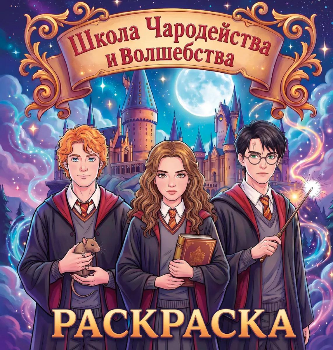 Школа чародейства и волшебства. Раскраска